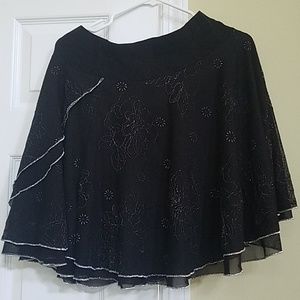 Cute Korean black & silver sparkle ruffle skirt